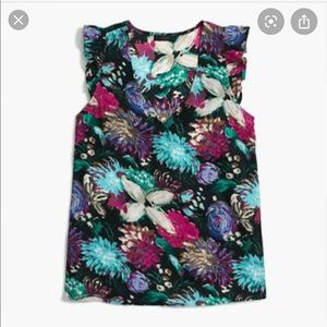 J Crew NWOT sleeveless ruffle FLORAL BLOUSE